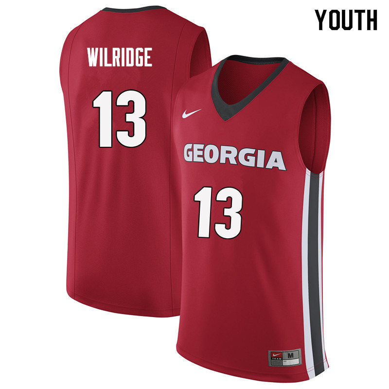 Youth #13 E'Torrion Wilridge Georgia Bulldogs College Basketball Jerseys Sale-Red